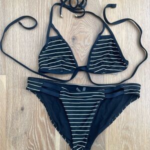 Vitamin A Black and White Striped Bikini